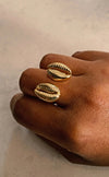 Gold Double Cowrie ring