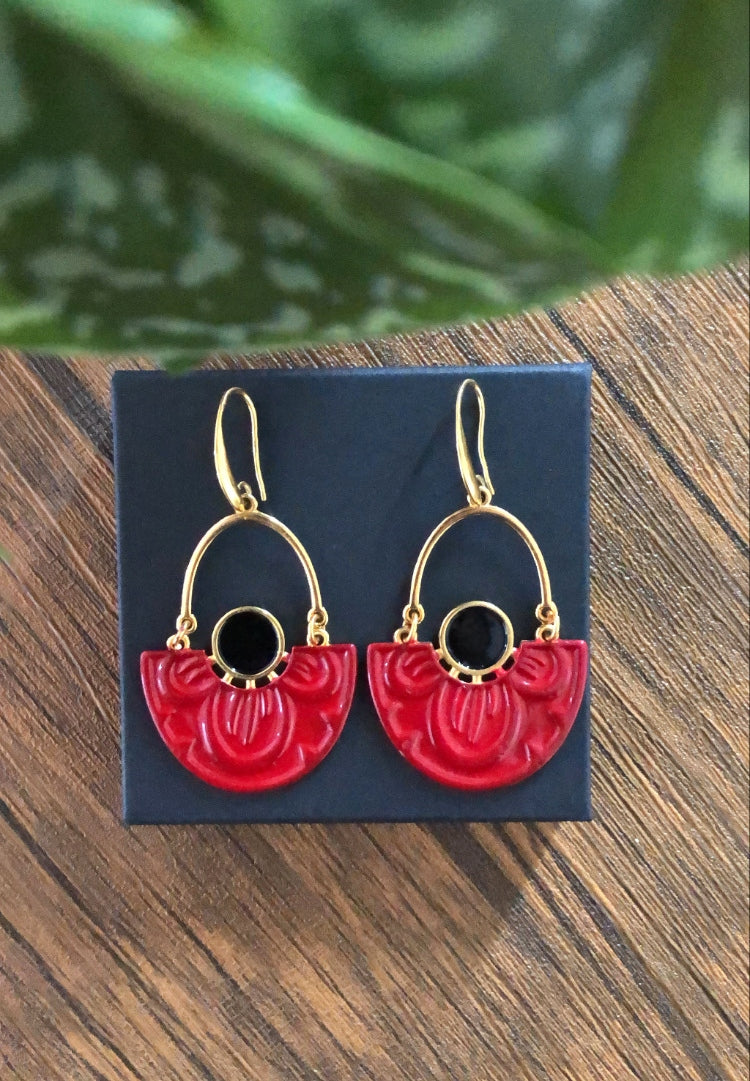 Scarlet Nymphaea Lotus Earrings
