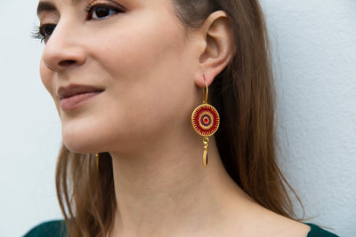 Small Red Deity Earrings