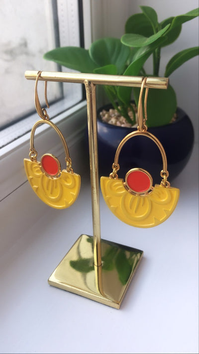 Honey Nymphaea Lotus earrings