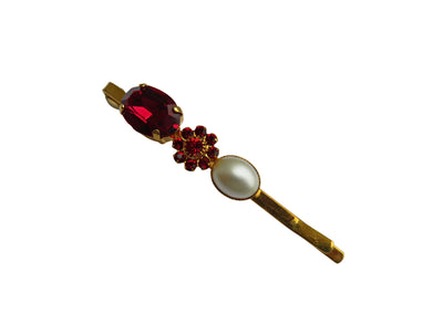 Floral Gift Ruby Crystal Bobby Pin