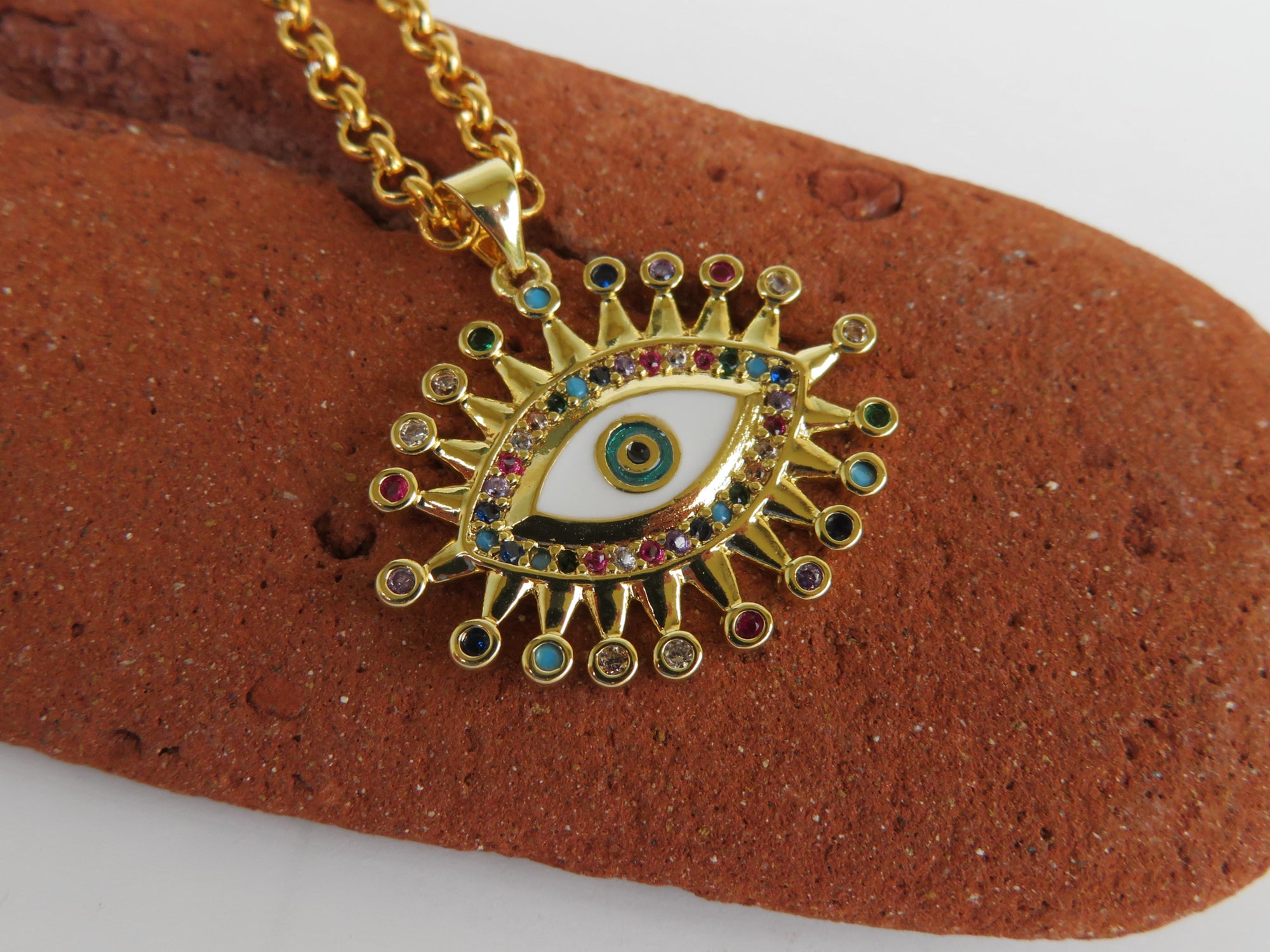 Rainbow evil clearance eye necklace