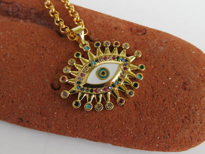 Powerful Rainbow Evil Eye Layering Necklace