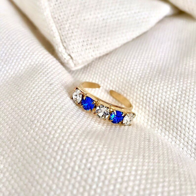 藍色 & 白色裝飾疊戴戒指