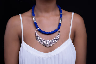 Blaue Athena Halskette Silber