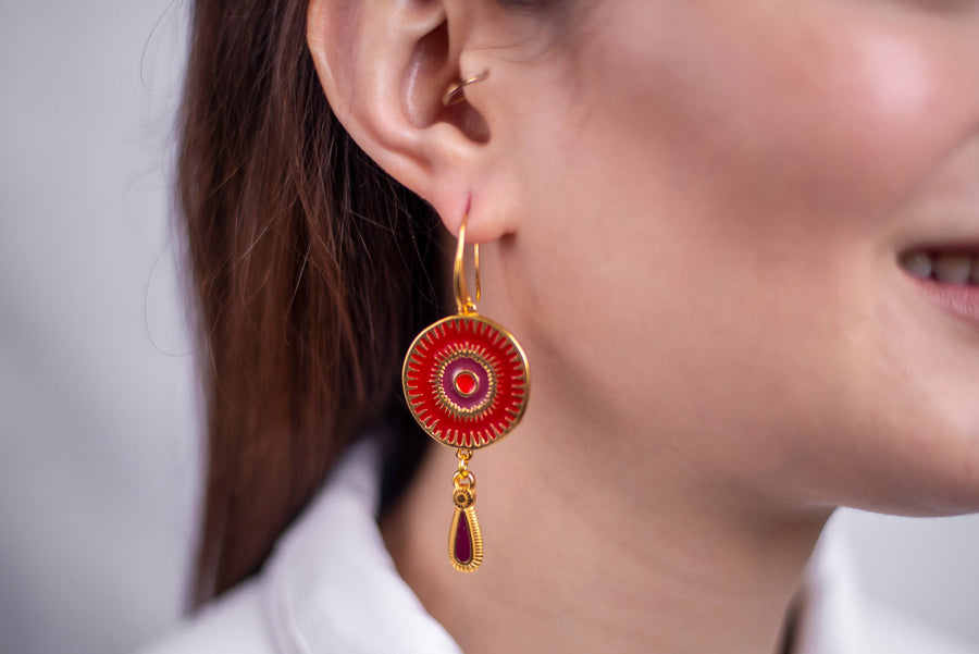 Small Red Deity Earrings