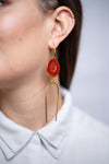 Long Red Deity Earrings